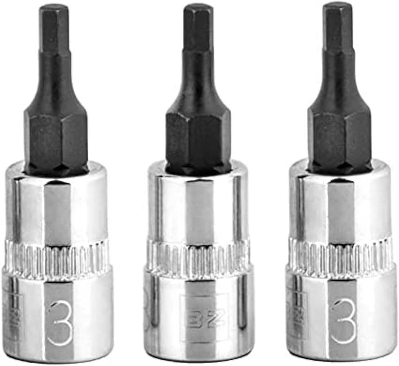 BraZen 3mm Hex Bit Socket/Allen Driver Three Pack (1/4" Drive, Short) - Image 1